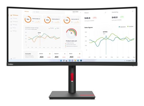 Lenovo ThinkVision T34w-30 34" UWQHD 60Hz 350nits AG USB, HDMI, RJ45 Raven Black