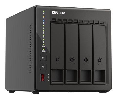 Qnap TS-453E-8G, Tower, 4 x 2.5"/3.5" SATA , Intel Celeron J6412 4C/4T, 8 GB DDR4 onboard not expandable, 2 x 2.5GbE, External a