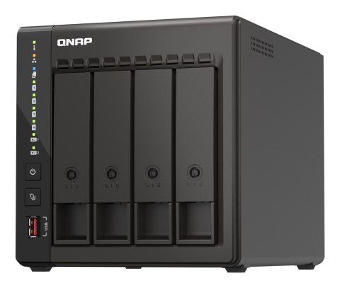 Qnap TS-453E-8G, Tower, 4 x 2.5"/3.5" SATA , Intel Celeron J6412 4C/4T, 8 GB DDR4 onboard not expandable, 2 x 2.5GbE, External a