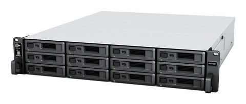 NAS Synology RS2423+; 2U RACK; 12x (3.5" SATA HDD/2.5" SATA SSD); AMD Ryzen V1780B, 8 GB DDR4 ECC UDIMM (max. 32GB), 2x 1GbE RJ-