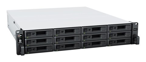 NAS Synology RS2423+; 2U RACK; 12x (3.5" SATA HDD/2.5" SATA SSD); AMD Ryzen V1780B, 8 GB DDR4 ECC UDIMM (max. 32GB), 2x 1GbE RJ-
