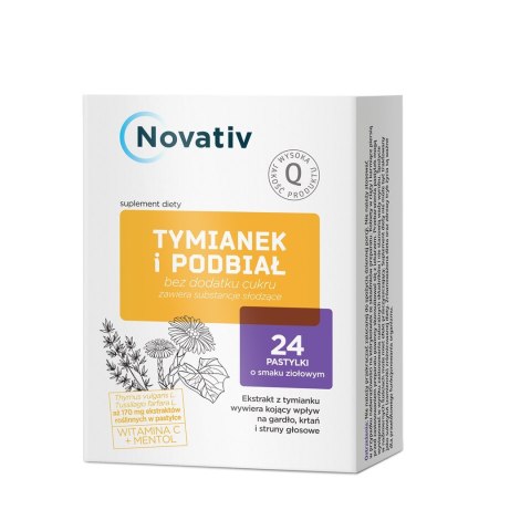 Novativ Tymianek i Podbiał, 24 pastylki do ssania