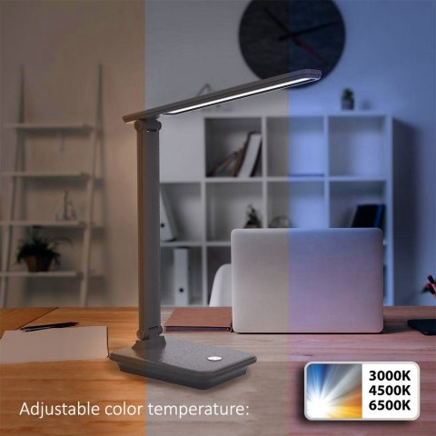 MACLEAN LAMPKA BIURKOWA LED, MAX. 9W, 220-240V AC, MOŻLIWOŚĆ ZMIANY BARWY, ŚCIEMNIALNA, 450LM MCE614 B