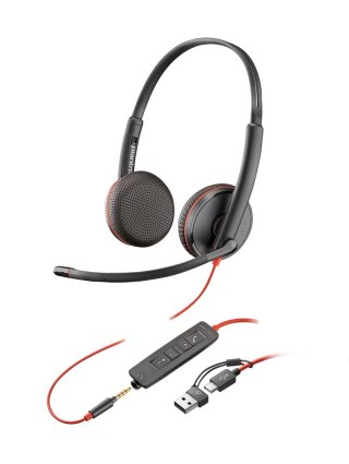 Poly Blackwire 3225 Stereo USB-C Headset +3.5mm Plug +USB-C/A Adapter (Bulk) 8X229A6