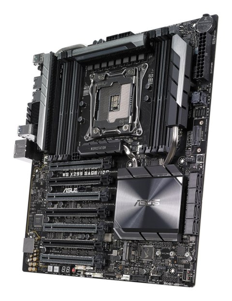 ASUS WS X299 SAGE/10G, 1x 066, Intel X299, 8x DIMM DDR4 4200(O.C.)/2933 Non-ECC, 7 x PCIe 3.0, 2x M.2, 8x SATA, 1x U.2, Intel Ra