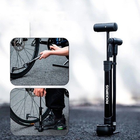 Pompka rowerowa Rockbros 42310006001 z manometrem - czarna