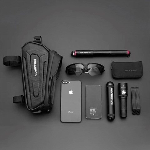 Sakwa rowerowa Rockbros B68-1 na ramę pancerna z kieszonką na telefon 1.7l - czarna