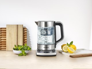 SEVERIN CZAJNIK ELEKTRYCZNY SZKŁO-STAL, REG. TEMPERATURY, SITKO DO HERBATY, AUT. PROGRAM, KONTROLER STRIX, 1,7L 3000W WK3422
