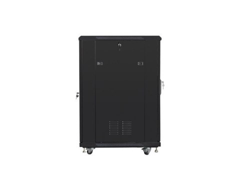 Szafa rack Lanberg FF01-6822-12B (22U; 19''; 1160 mm / 600mm / 800 mm; stojąca; Szklane; 800 kg; kolor czarny)