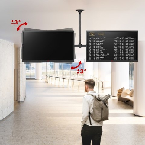 MACLEAN UCHWYT SUFITOWY DLA DWÓCH TV, MAX. OBCIĄŻENIE 2X40KG, 34-60", MAX VESA 600X400 MC-111 B