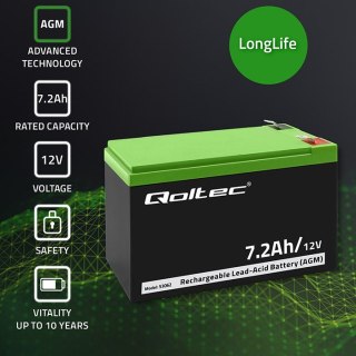 QOLTEC AKUMULATOR AGM 12V | 7.2AH | MAX 108A