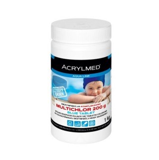 Acrylmed 1kg Multichlor 200g BLUE do długotrwałej dezynfekcji wody w basenie - tabletki