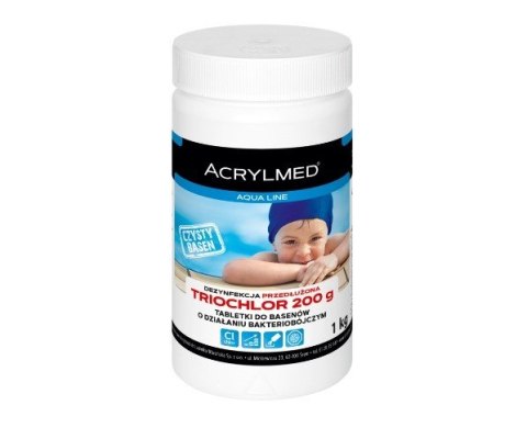 Acrylmed 1kg Triochlor 200g tabletki do basenów bakteriobójcze
