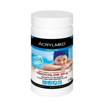 Acrylmed 1kg Triochlor 20g przedłużona dezynfekcja - tabletki
