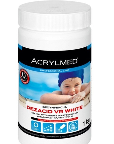 ACRYLMED 1kg DEZACID VR WHITE GRANULAT tlenowy do dezynfekcji wody