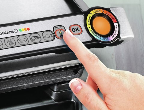 Grill Tefal OptiGrill GC712D34 (stołowy-zamknięty; 2000W; kolor inox) (WYPRZEDAŻ)