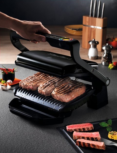 Grill Tefal OptiGrill GC712D34 (stołowy-zamknięty; 2000W; kolor inox) (WYPRZEDAŻ)