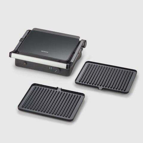SEVERIN GRILL KONTAKTOWY, POWŁOKA CERAMICZNA, TEMP. MAKS. 230°C, WYJMOWANE PŁYTY GRILLOWE, KABEL 80 CM, MOC 800W KG 2398