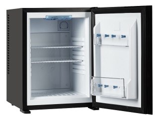 Bezszmerowy minibar termoelektryczny MPM-30-MBS-06/L z szklanym frontem czarny (WYPRZEDAŻ)