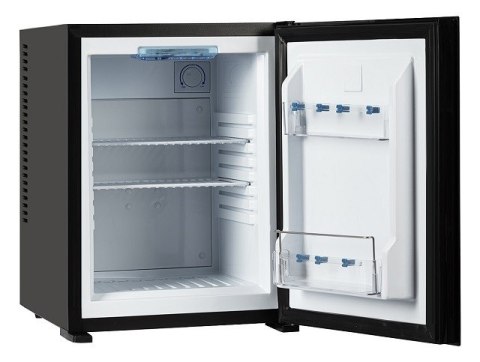 Bezszmerowy minibar termoelektryczny MPM-30-MBS-06/L z szklanym frontem czarny (WYPRZEDAŻ)