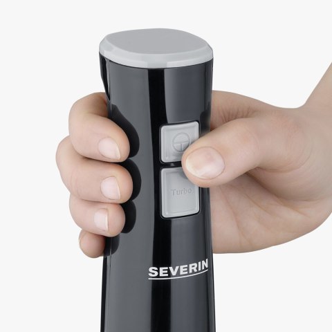 SEVERIN BLENDER RĘCZNY CZARNY, TURBO, OBROTY 13000 OBR./ MIN, 100% WOLNY OD BPA, ERGONOMICZNE WZORNICTWO, MOC 170W SM3770