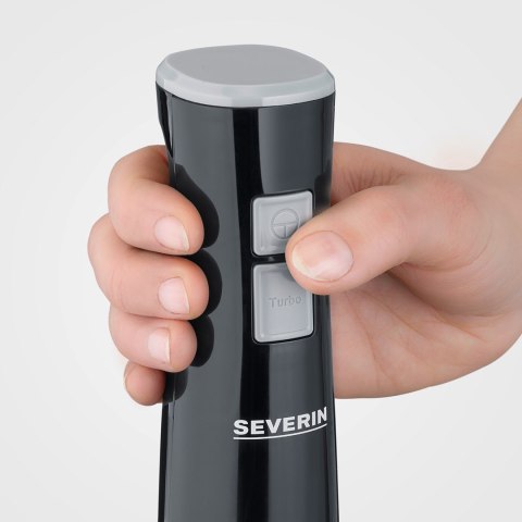 SEVERIN BLENDER RĘCZNY CZARNY, TURBO, OBROTY 13000 OBR./ MIN, 100% WOLNY OD BPA, ERGONOMICZNE WZORNICTWO, MOC 170W SM3770