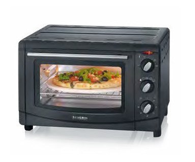 SEVERIN MINI PIEKARNIK, TERMOOBIEG, ZAKRES TEMP. 100°C-230°C, TIMER DO 60 MIN, RUSZT, BLACHA, TACKA, 20 L, MOC 1500W TO 2068
