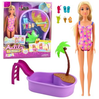 Zestaw Lalka Anlily Na Plaży Basen Palma Akcesoria 8 el.