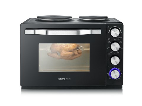 SEVERIN MINI PIEKARNIK Z PŁYTAMI DO GOTOWANIA, ZAKRES TEMP. 100°C-230°C, TIMER DO 120 MIN, 30 L, 1500W TO2074