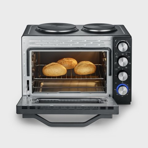 SEVERIN MINI PIEKARNIK Z PŁYTAMI DO GOTOWANIA, ZAKRES TEMP. 100°C-230°C, TIMER DO 120 MIN, 30 L, 1500W TO2074