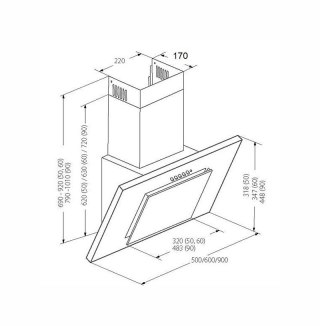 Okap AKPO WK-4 NERO 2.0 50 BIAŁY T300 Liniowy LED/Siłownik
