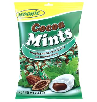 Woogie Cukierki Miętowe z Nadzieniem Kakaowym 225 g