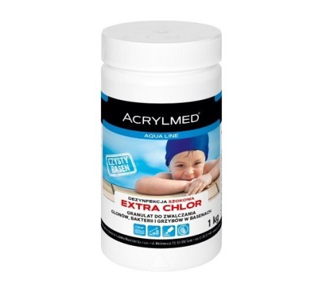 Acrylmed 1kg Extra chlor Granulat do zwalczania glonów grzybów i bakterii w basenach - chlorowanie