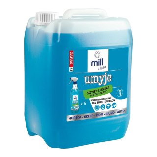 MILL CLEAN UMYJE 5 litrów. Płyn do mycia szyb, luster, glazury, płytek, blatów. Wszelkie powierzchnie bez smug i zacieków. Duży 