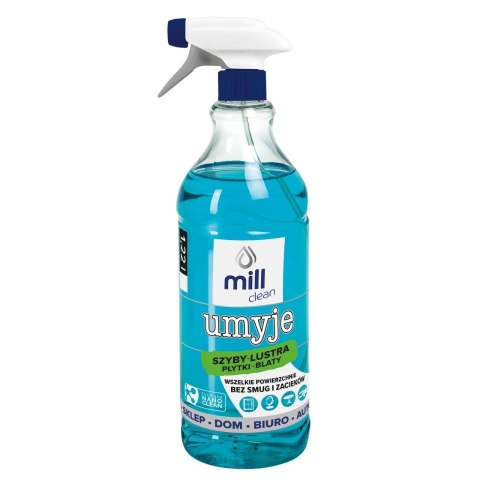 MILL CLEAN UMYJE Płyn do mycia szyb, luster, glazury, który usuwa zabrudzenia, pozostawiając powierzchnie krystalicznie czyste -
