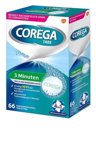 Corega Tabs 3 Minuten Tabletki do Czyszczenia Protez Zębowych 66 szt.