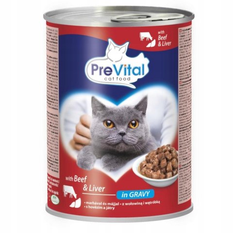 PREVITAL wołowina-wątróbka kawałki w sosie dla kota 415g x 2szt