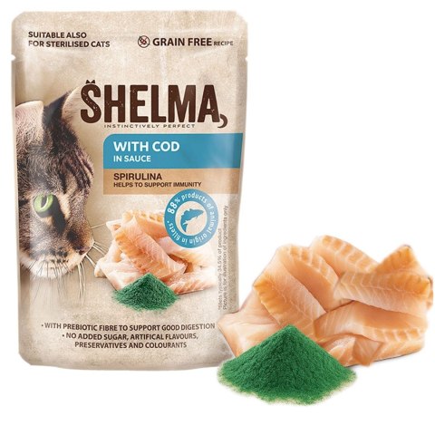 SHELMA saszetka z dorszem i spiruliną dla kota 85g