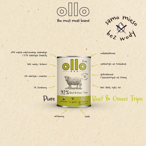 Ollo Pure Wołowina zielone Żwacze 850g