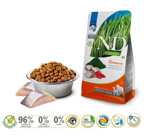 FARMINA N&D Spirulina Herring Adult Medium&Maxi - sucha karma dla psa - 7 kg