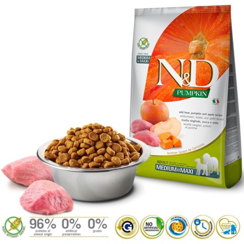 FARMINA N&D Pumpkin Boar & Apple Adult Medium & Maxi - sucha karma dla psa - 12kg