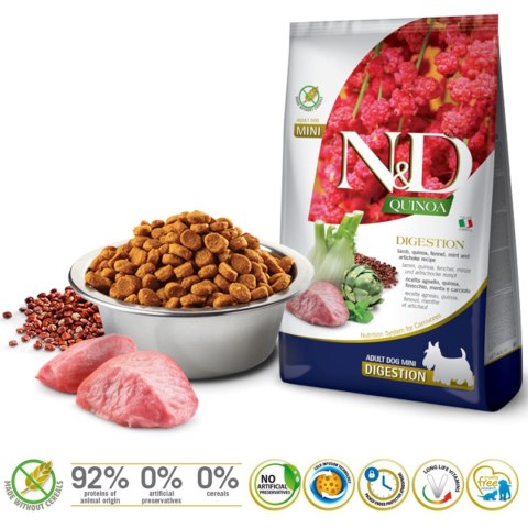 FARMINA N&D Quinoa Dog Digestion Adult Mini - sucha karma dla psa - 800 g