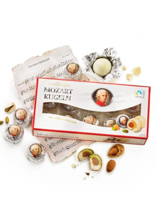 MaitreTruffout Mozartkugeln White Pralinki z Nadzieniem Marcepanowo-Orzechowym w Białej Czekoladzie 200 g