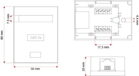 ALANTEC Gniazdo natynkowe STP kat.5e 1xRJ45 GN005 (kolor biały)