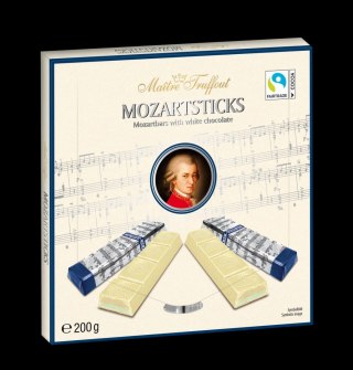 Maitre Truffout Mozartsticks White Batoniki z Nadzieniem Marcepanowo-Orzechowym w Białej Czekoladzie 200 g