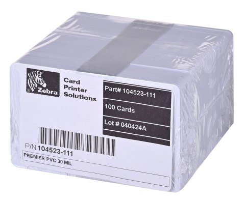 Karty plastikowe Zebra PVC Premier białe 0,762mm 500szt 104523-111